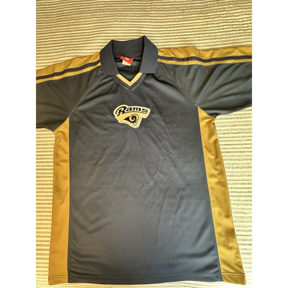 St. Louis Rams Vintage‎ L.A Rams NFL Polo Shirt Men's Medium Gray Gold Football